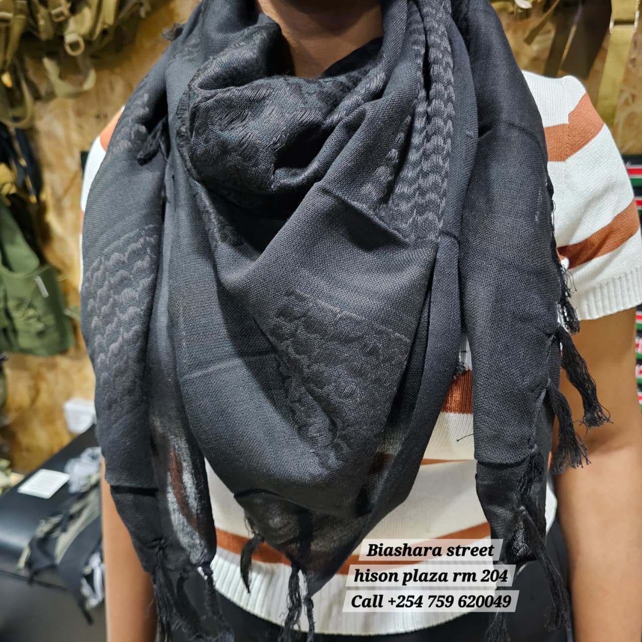 Tactical Desert Scarf & Headwrap | Outdoor Shemagh Bandana – Black